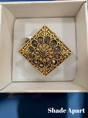 Antique-Inspired Square Statement Ring with Intricate Detailing