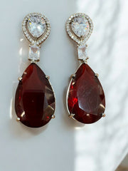Elegant Ruby Red Teardrop Earrings