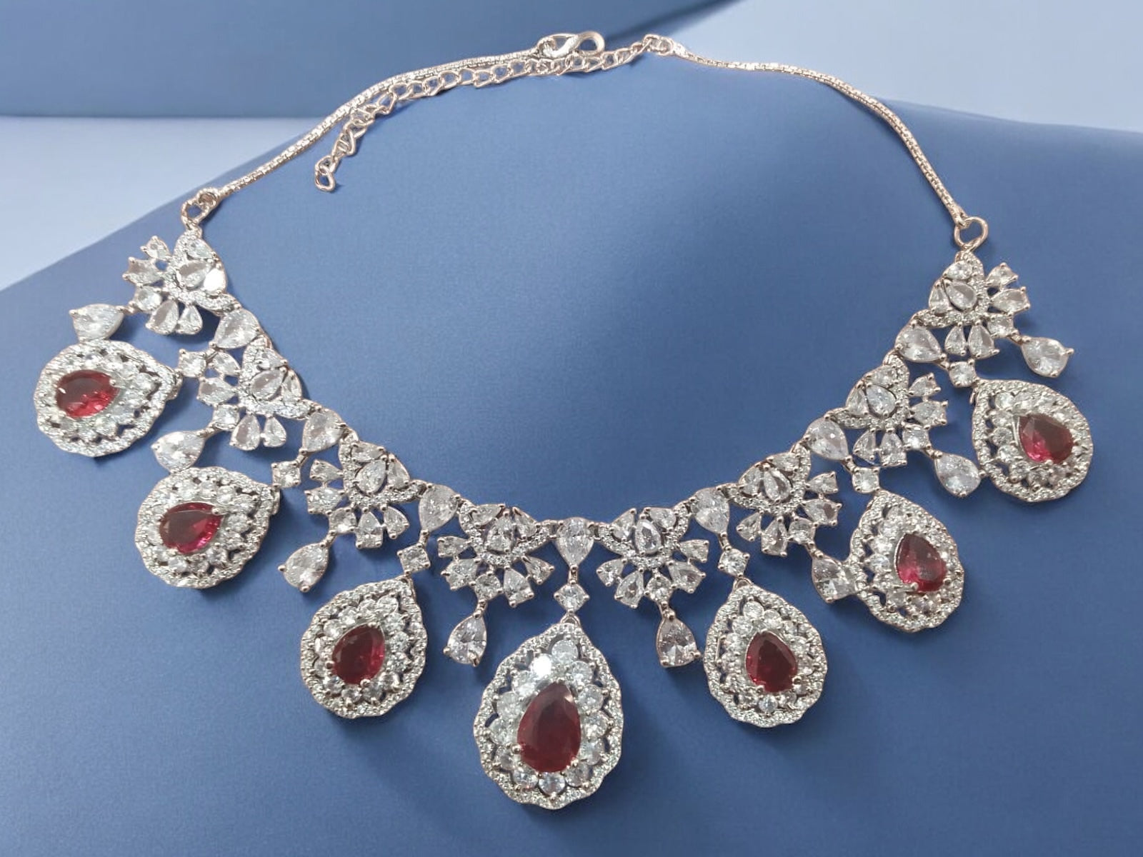 Royal Ruby Statement Necklace & Earring Set