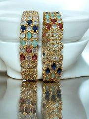 Exquisite Multi-Gemstone and Diamond Bangles â€“ Timeless Elegance