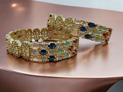 Exquisite Multi-Gemstone and Diamond Bangles â€“ Timeless Elegance