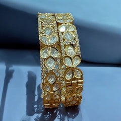 Gold-Toned Elegant Kundan Bangles