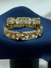 Gold-Toned Elegant Kundan Bangles