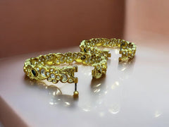 Gold-Toned Floral Bangles with Sparkling Stones