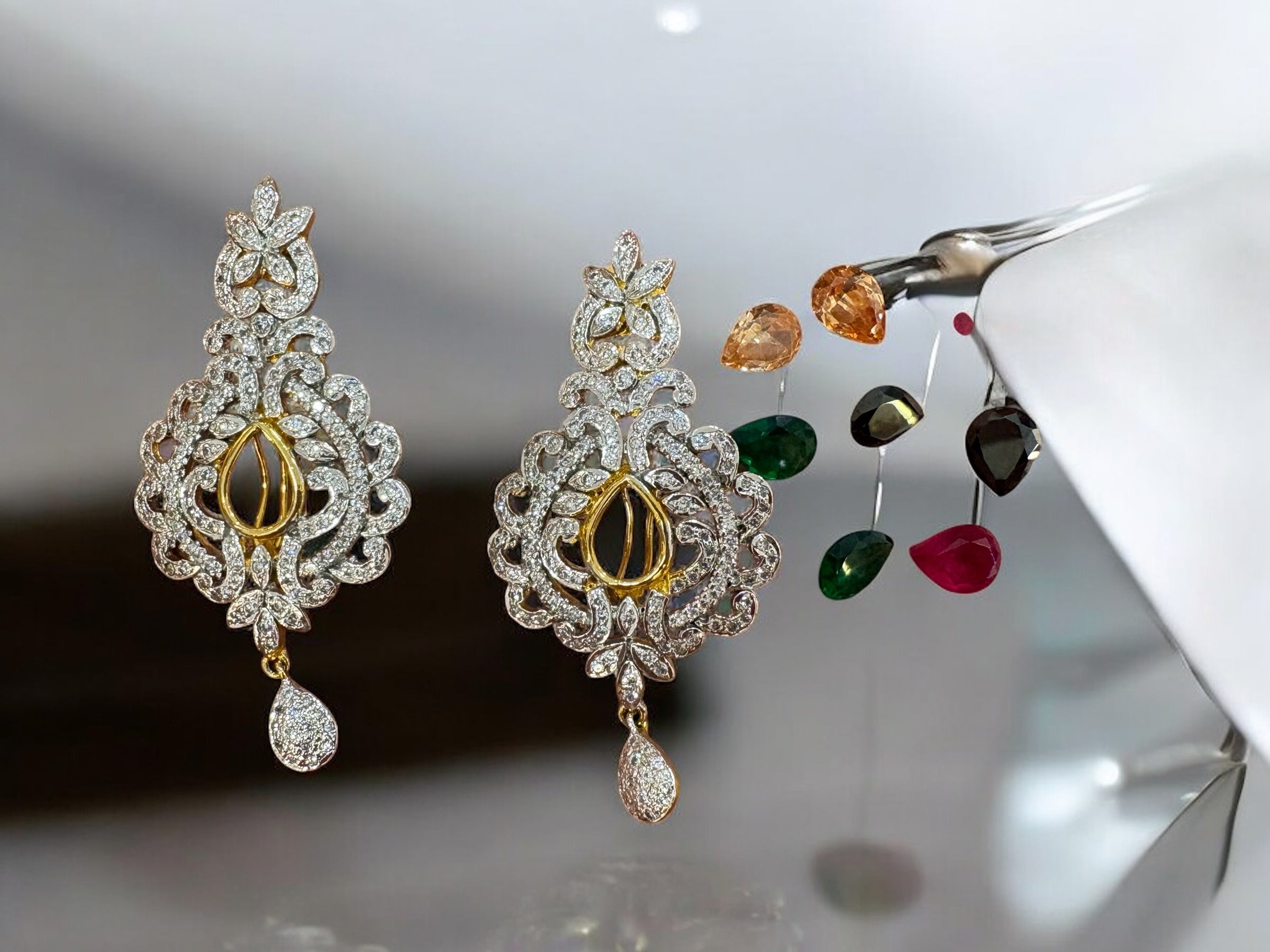 Elegant Interchangeable Gemstone Earrings - A Statement of Luxury