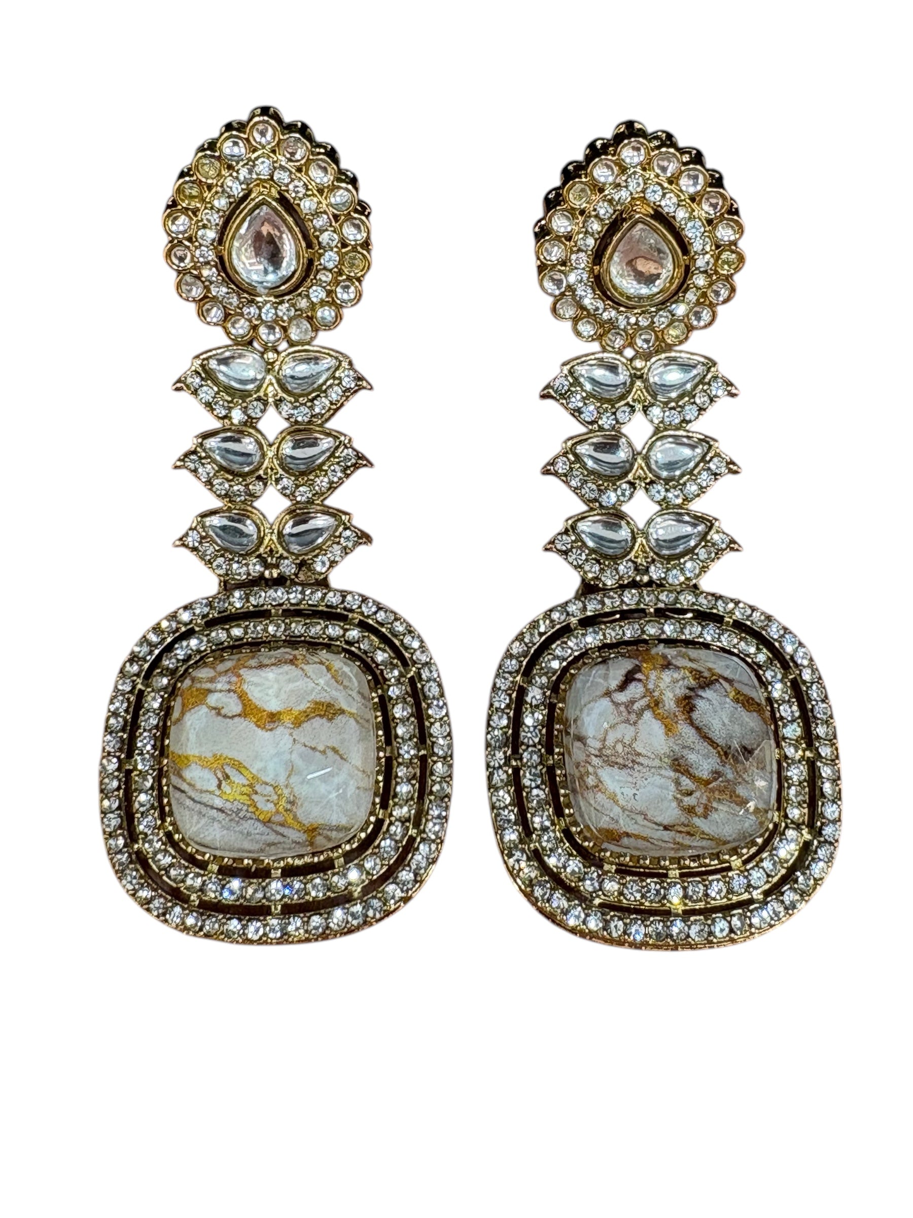 Royal Gold & Stone Statement Earrings
