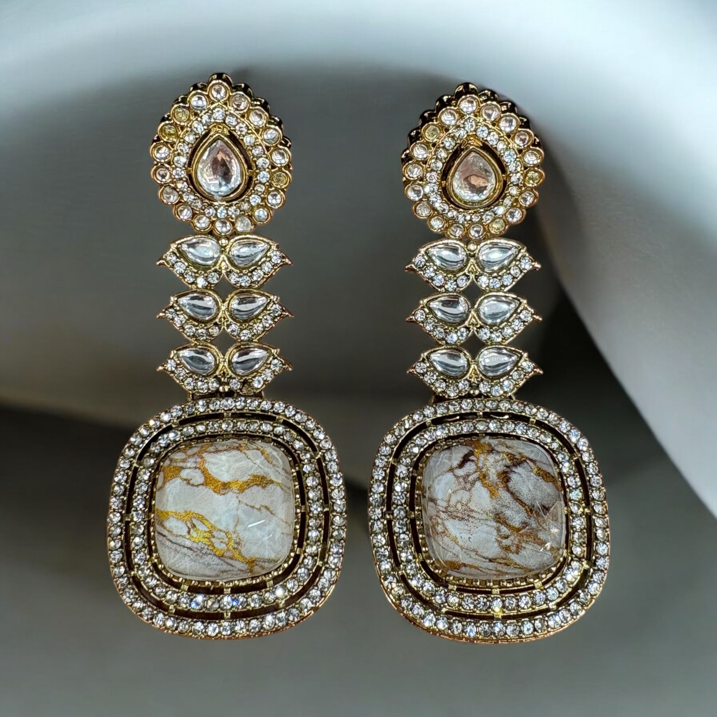 Royal Gold & Stone Statement Earrings
