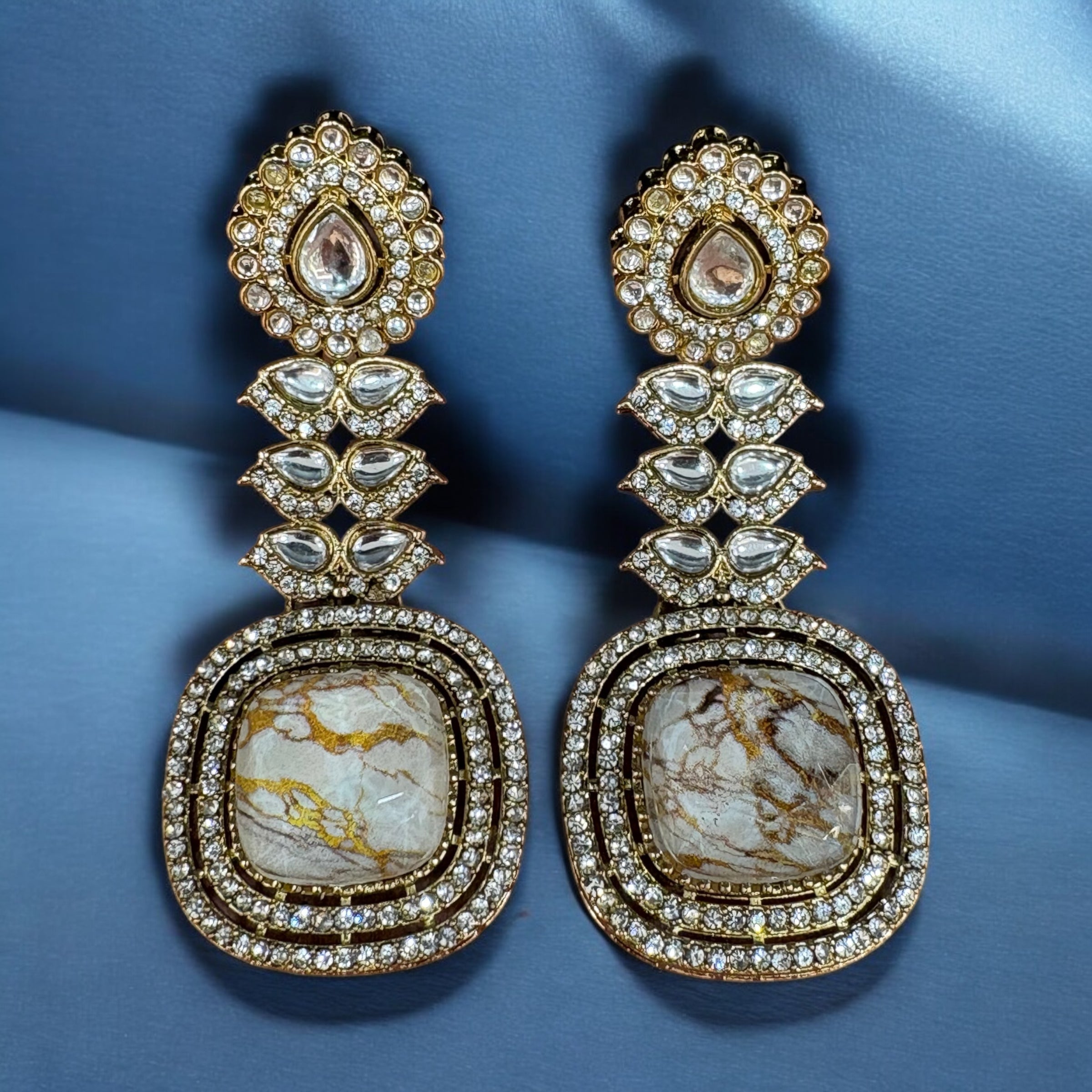 Royal Gold & Stone Statement Earrings