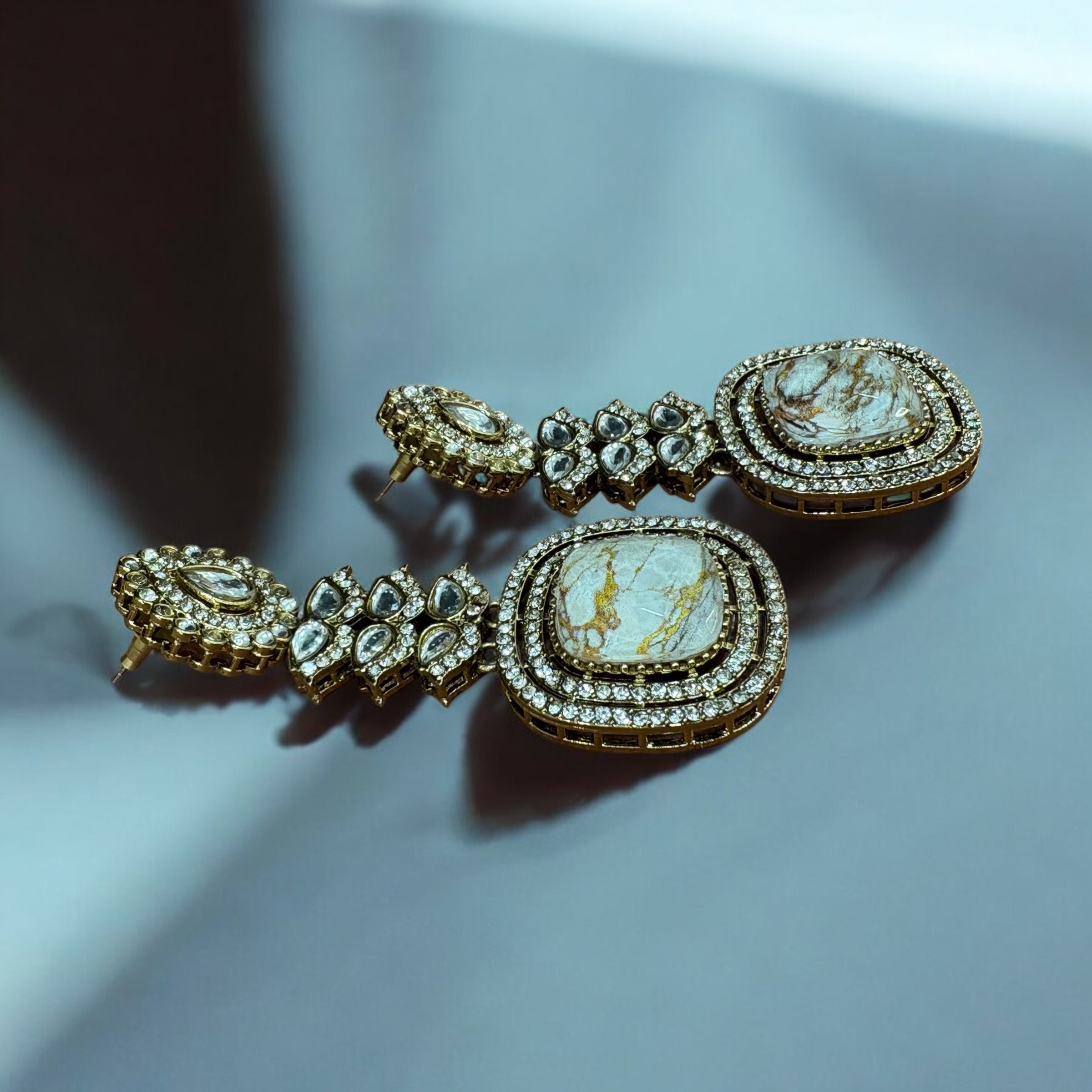 Royal Gold & Stone Statement Earrings
