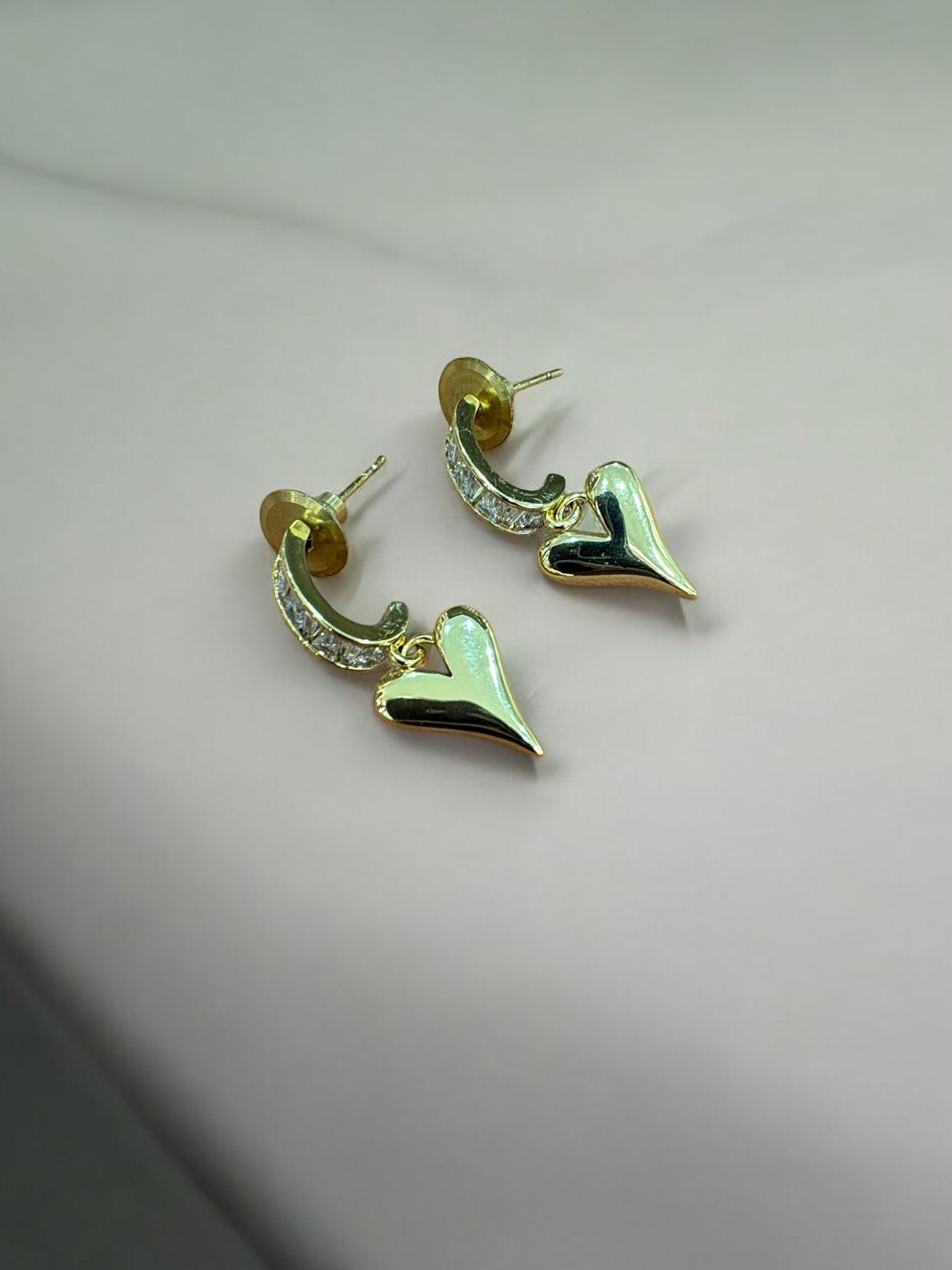 Elegant gold-toned heart-shaped earrings