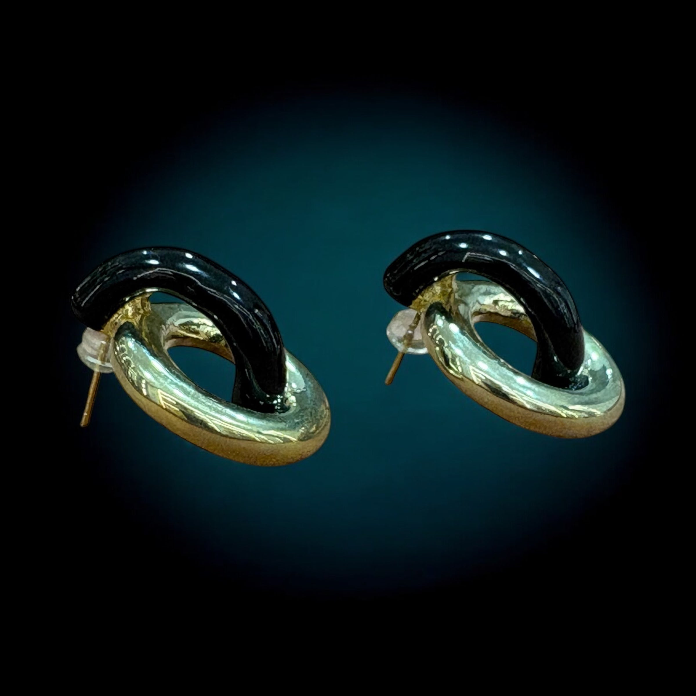 Elegant Dual-Tone Linked Hoop Earrings