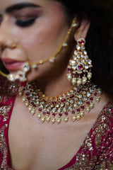 Royal Ruby Kundan Set with Matching Earrings and Maang Teeka